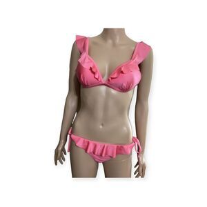Pink Ruffled Bikini M